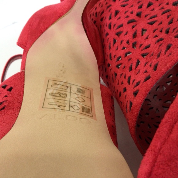 Aldo Red Suede Platform Stiletto Heels, 9 - Picture 7 of 9